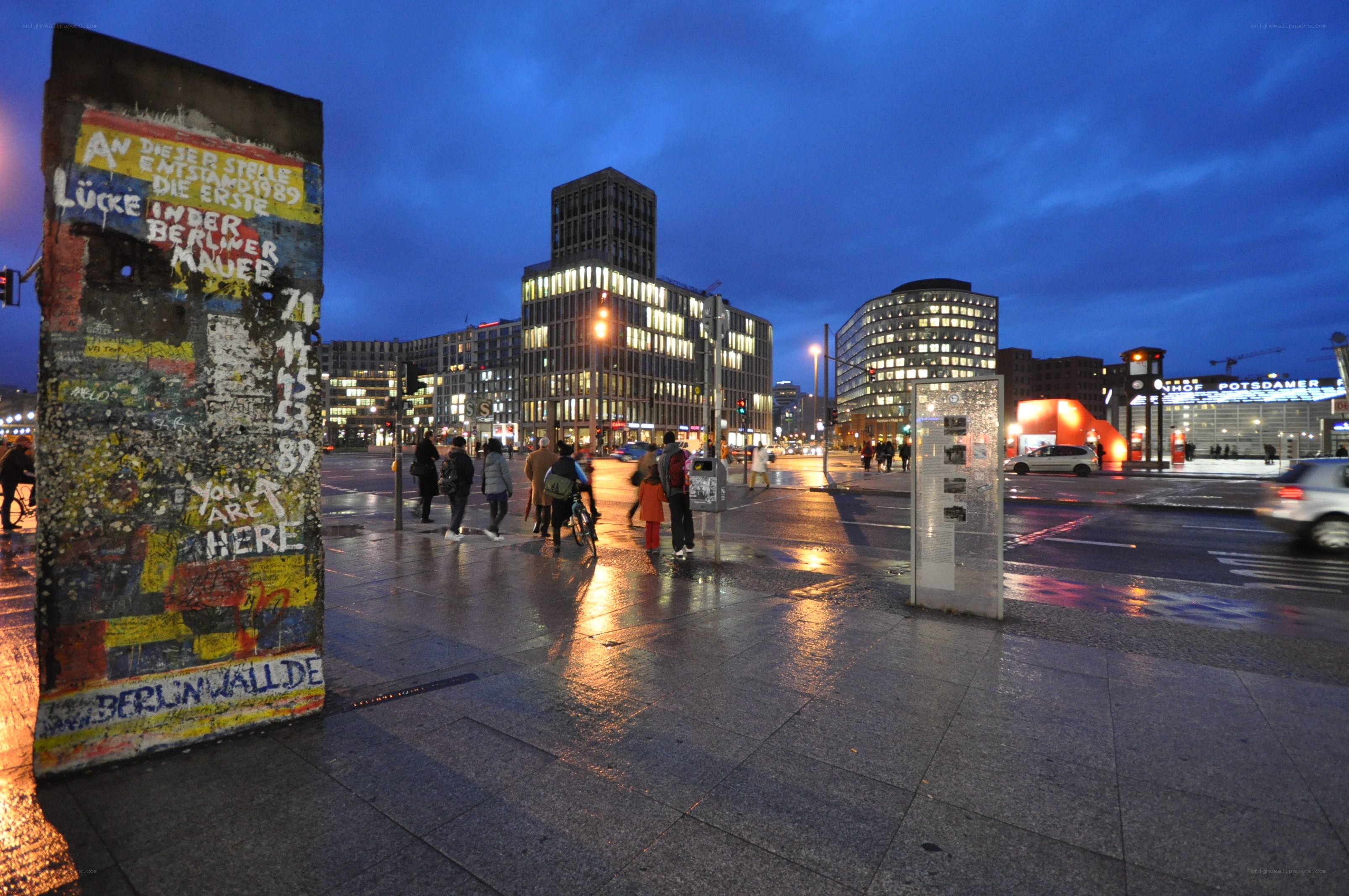 Berlin Wall fragment at dusk