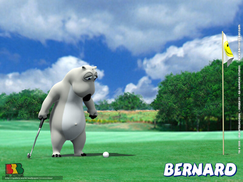 Bernard the polar bear on a golf course