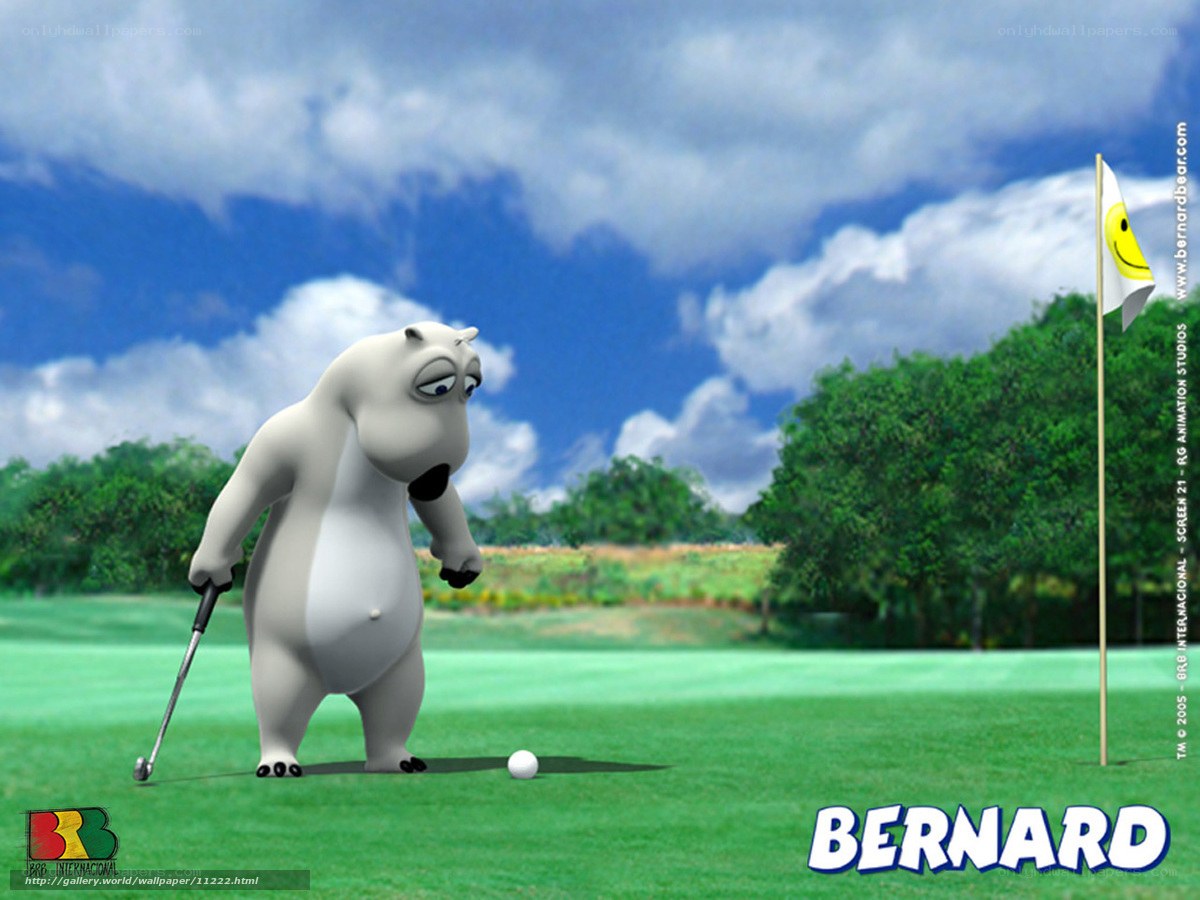 Bernard the polar bear on a golf course