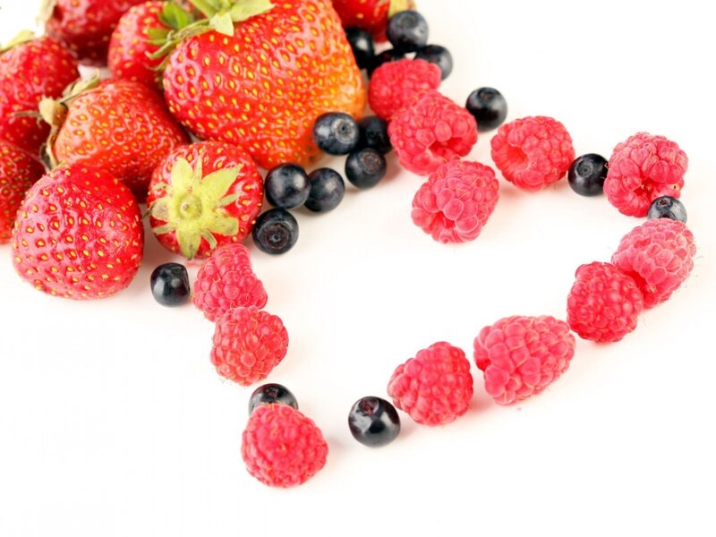 Berries Arranged in Heart Shape