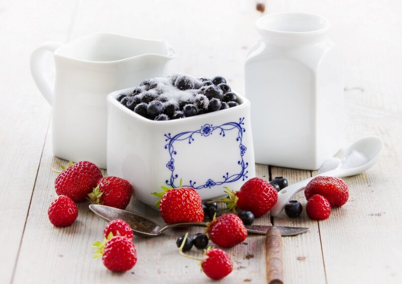 Berries in a Bowl — White