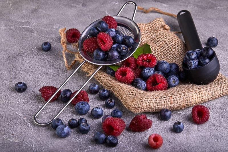 Berries in a Strainer