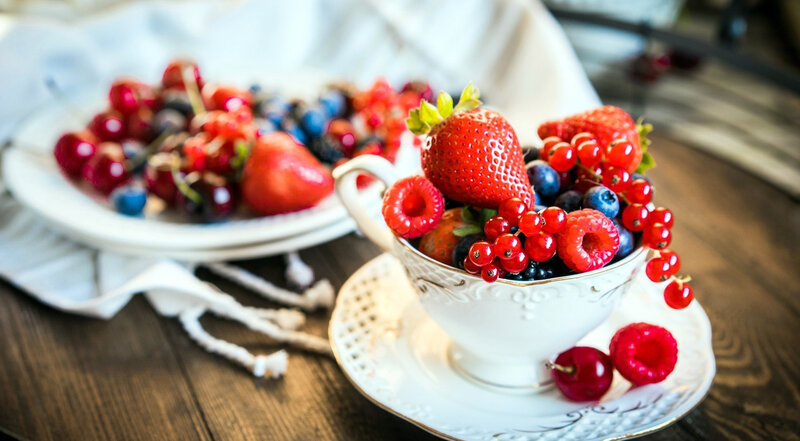 Berries in a Teacup — White