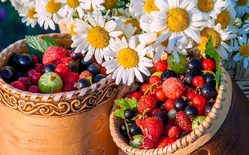 Berries in Woven Baskets