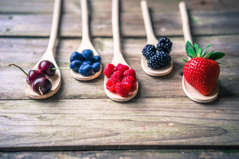 Berries on Wooden Spoons