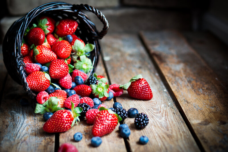 Berries Spilling from Basket