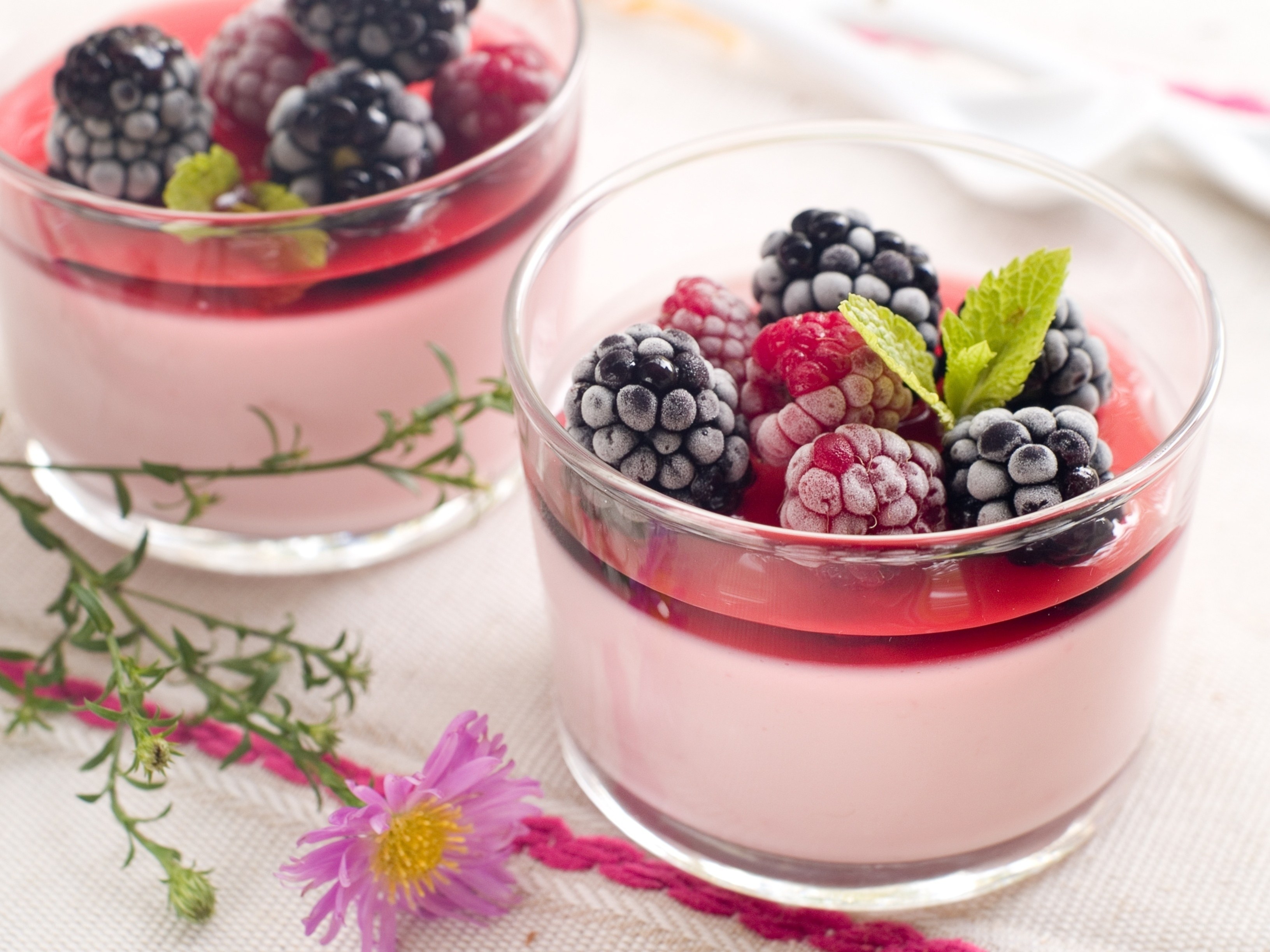 Berry dessert in glass cups