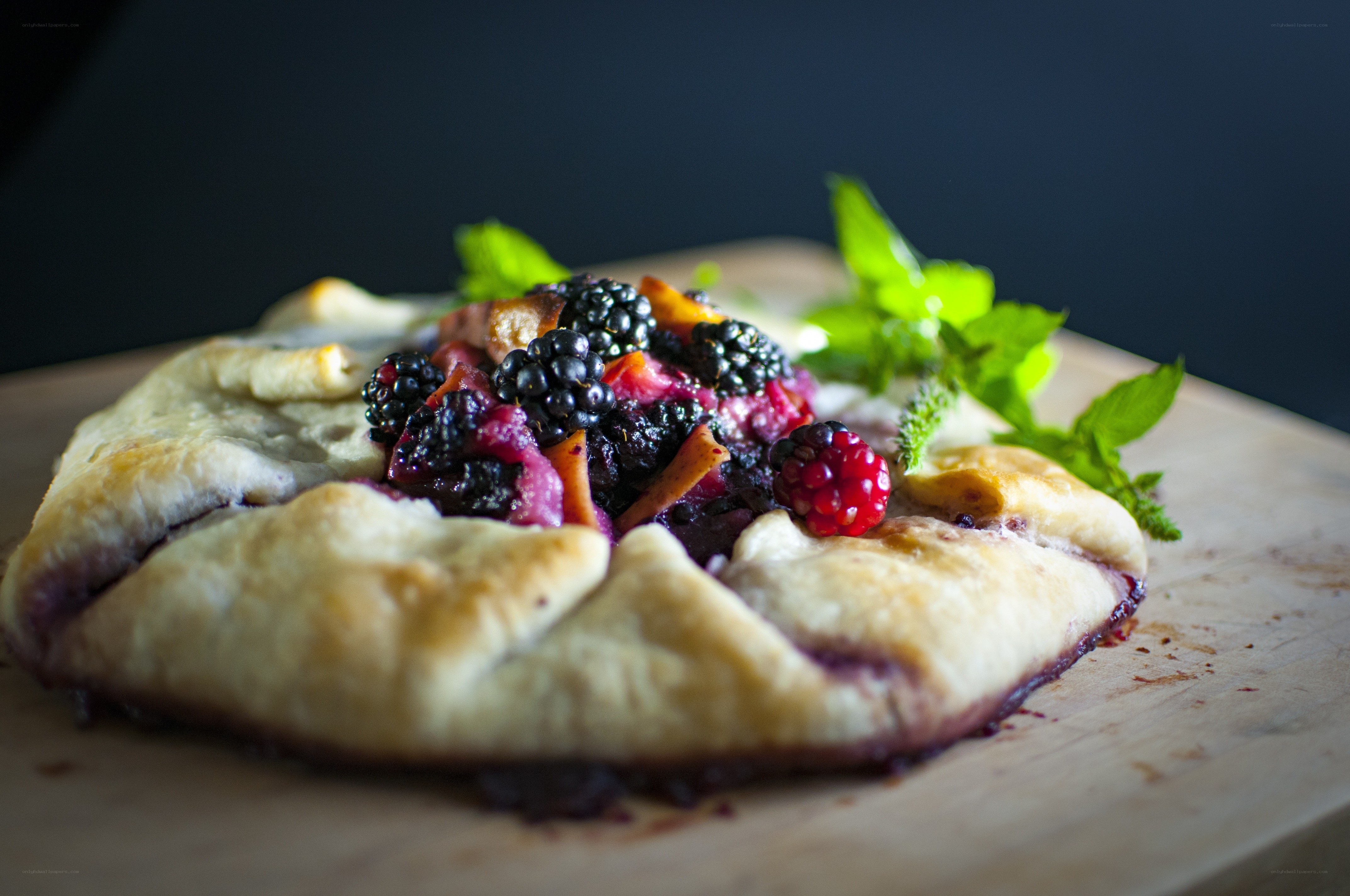Berry galette with mint