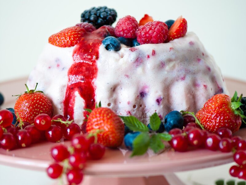 Berry Ice Cream Dessert — White