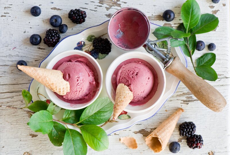 Berry Ice Cream in Bowls
