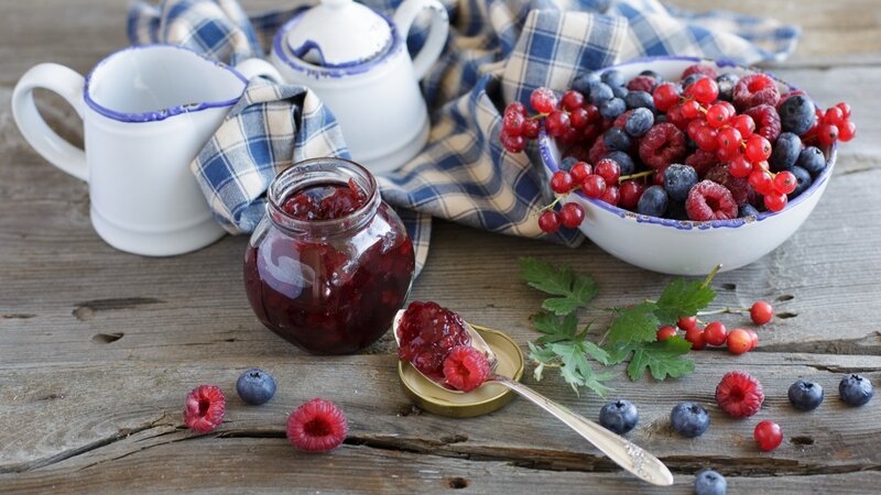 Berry Jam and Fresh Berries — Red
