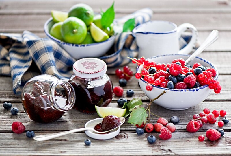 Berry Jam and Fresh Berries