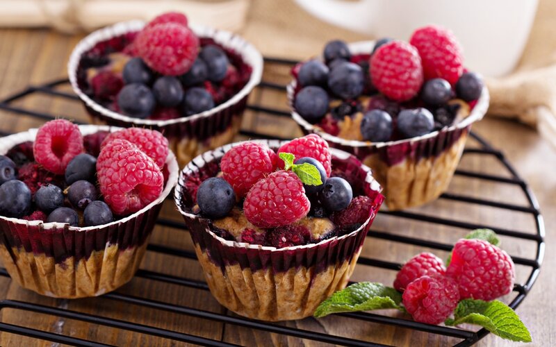 Berry Muffins on Rack