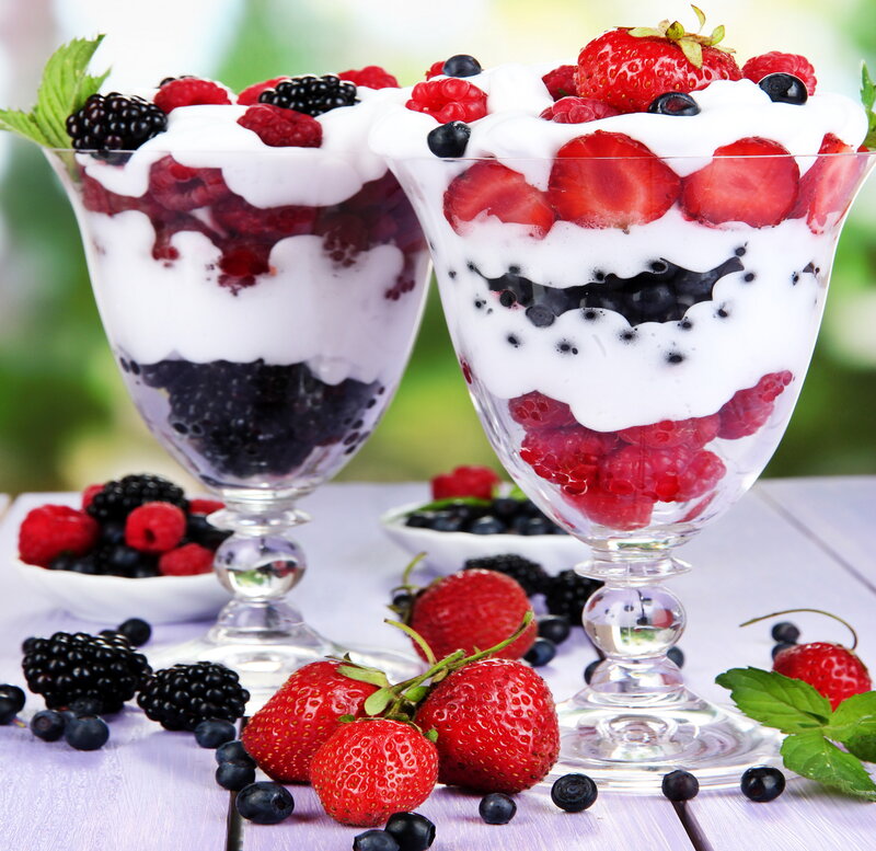 Berry Parfait in Glasses