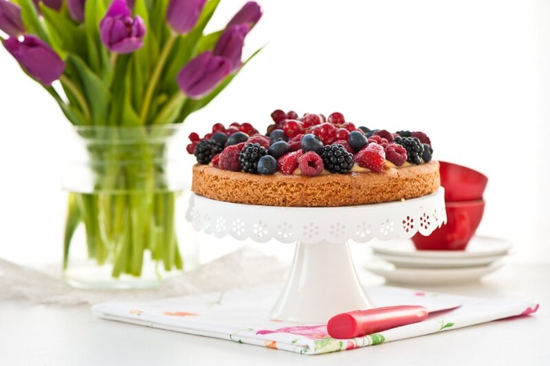 Berry Tart on Cake Stand