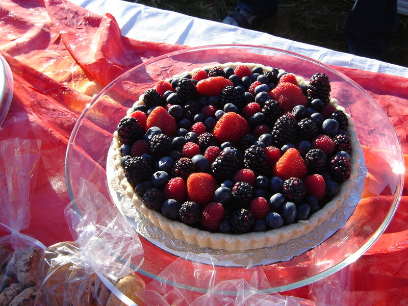 Berry tart on display