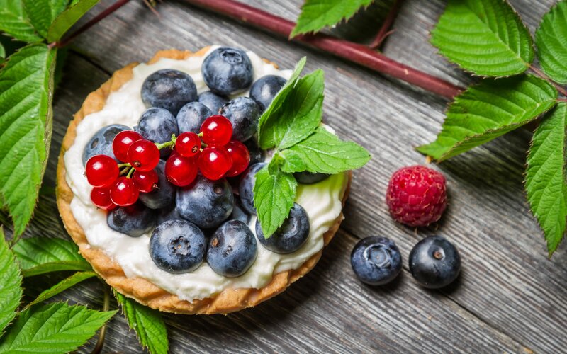 Berry Tart on Wood
