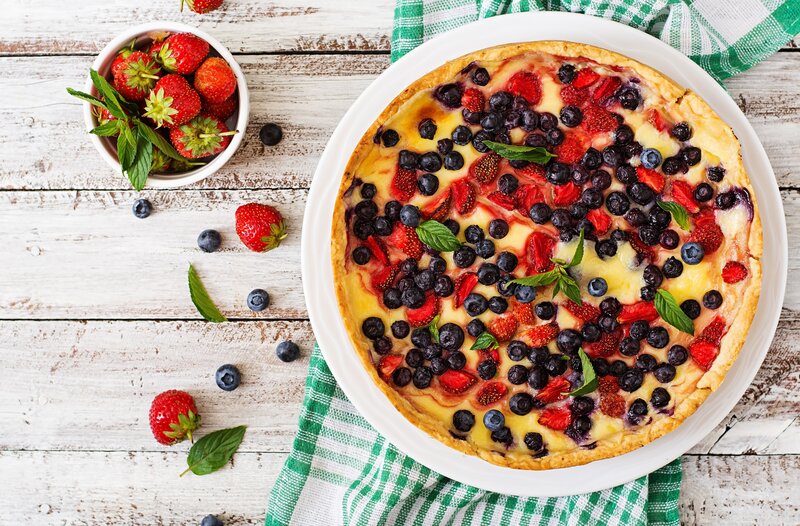 Berry Tart on Wooden Table