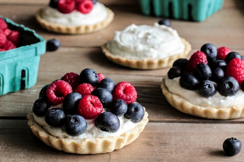 Berry Tarts on Wood