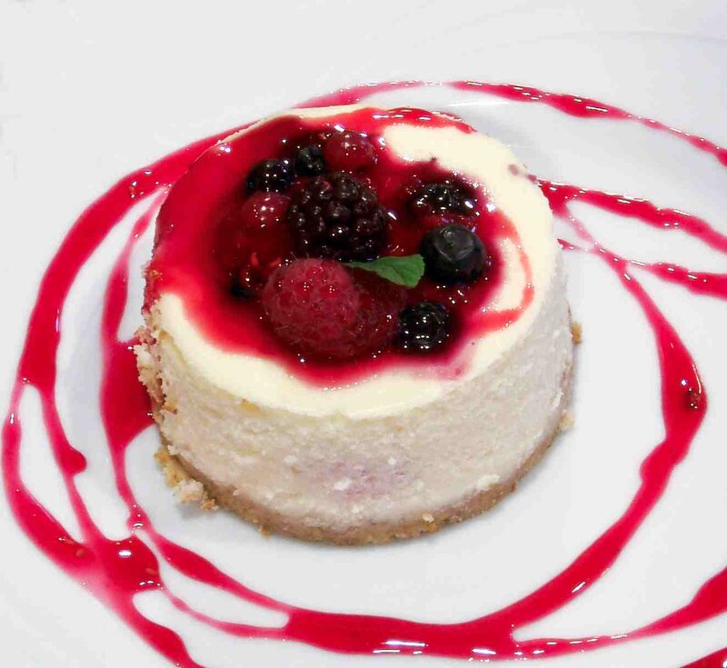 Berry-topped cheesecake dessert