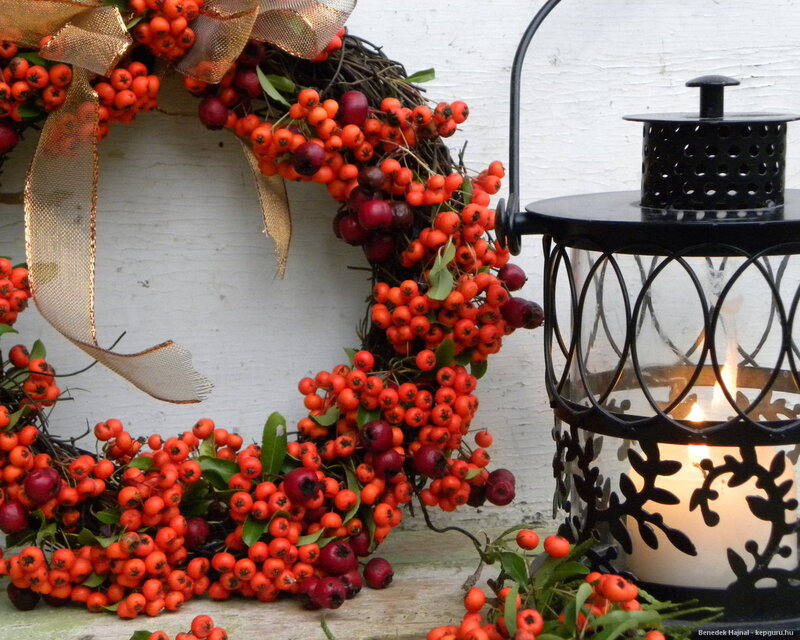 Berry Wreath with Lantern