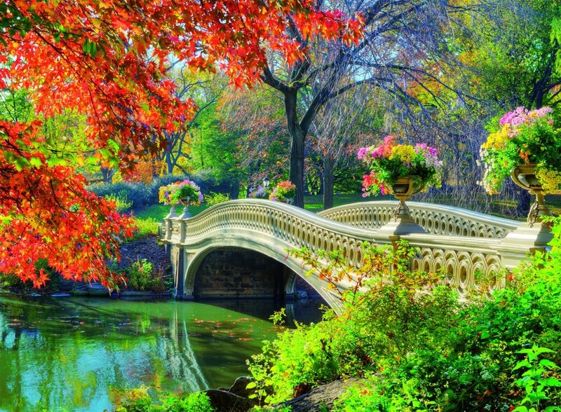 Bethesda Bridge in Autumn — Red