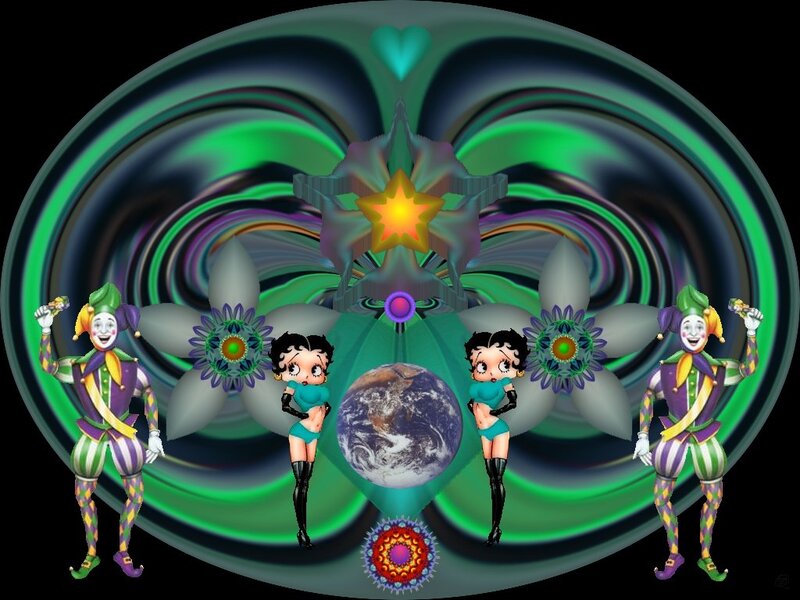 Betty Boop and Clowns — Green