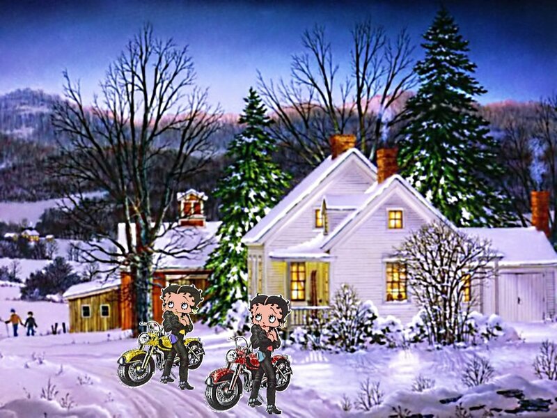 Betty Boop on Motorcycles — White