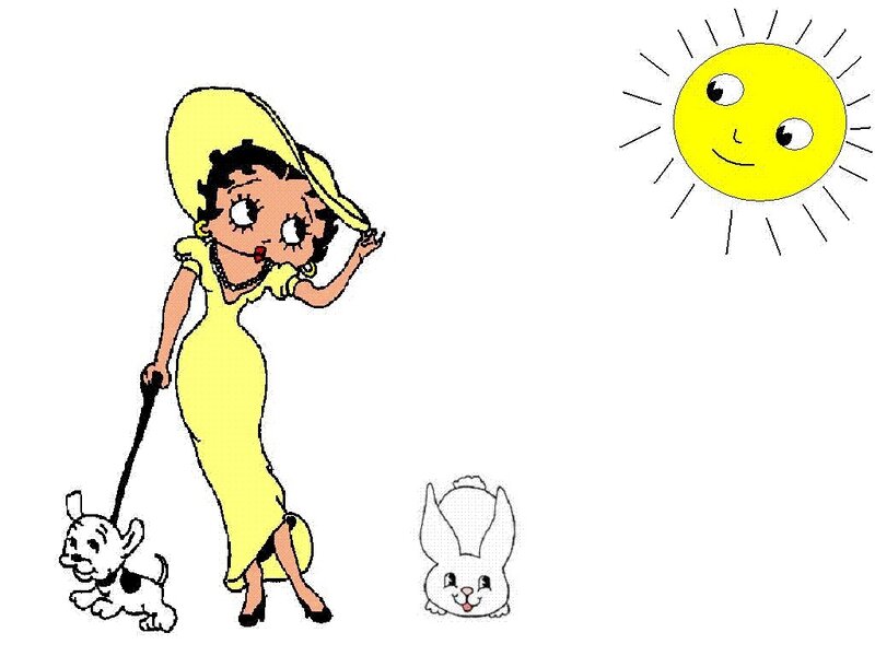 Betty Boop with dog and sun