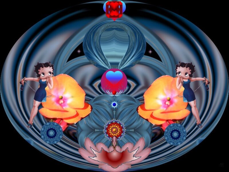 Betty Boop with flowers and hearts