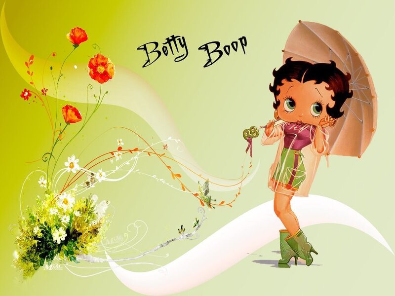 Betty Boop with Flowers — Green
