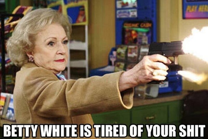 Betty White firing gun