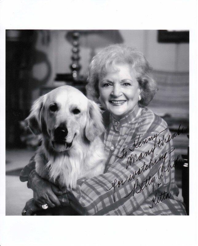Betty White with a dog