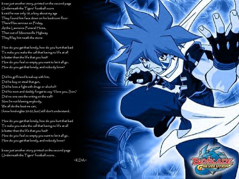 Beyblade character with poem