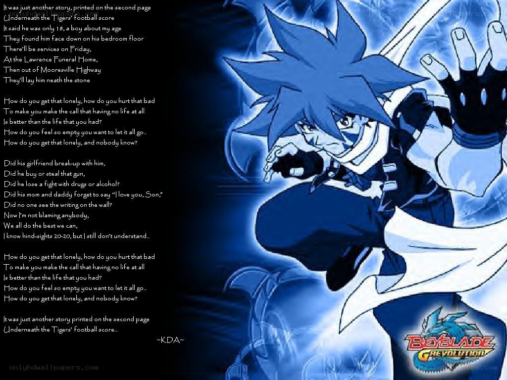 Beyblade character with poem