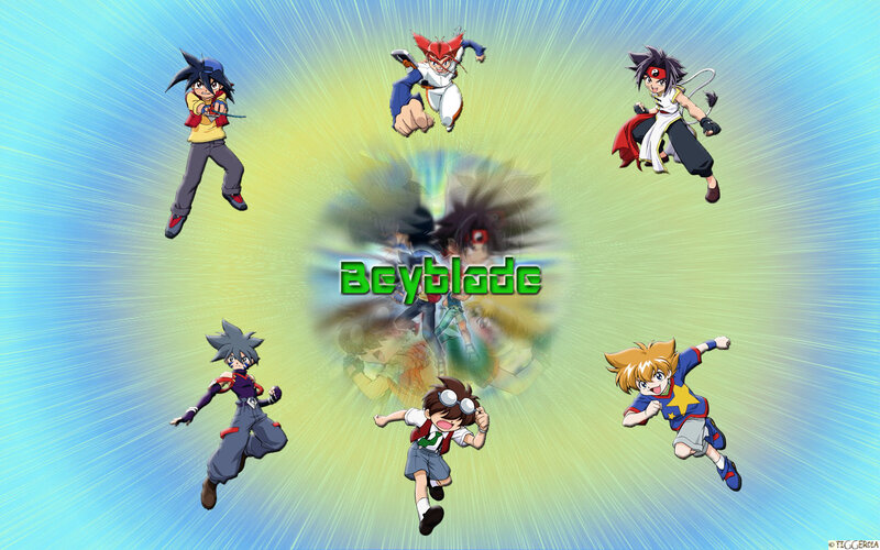Beyblade characters in action
