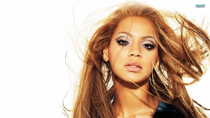 Beyoncé with wind-blown hair