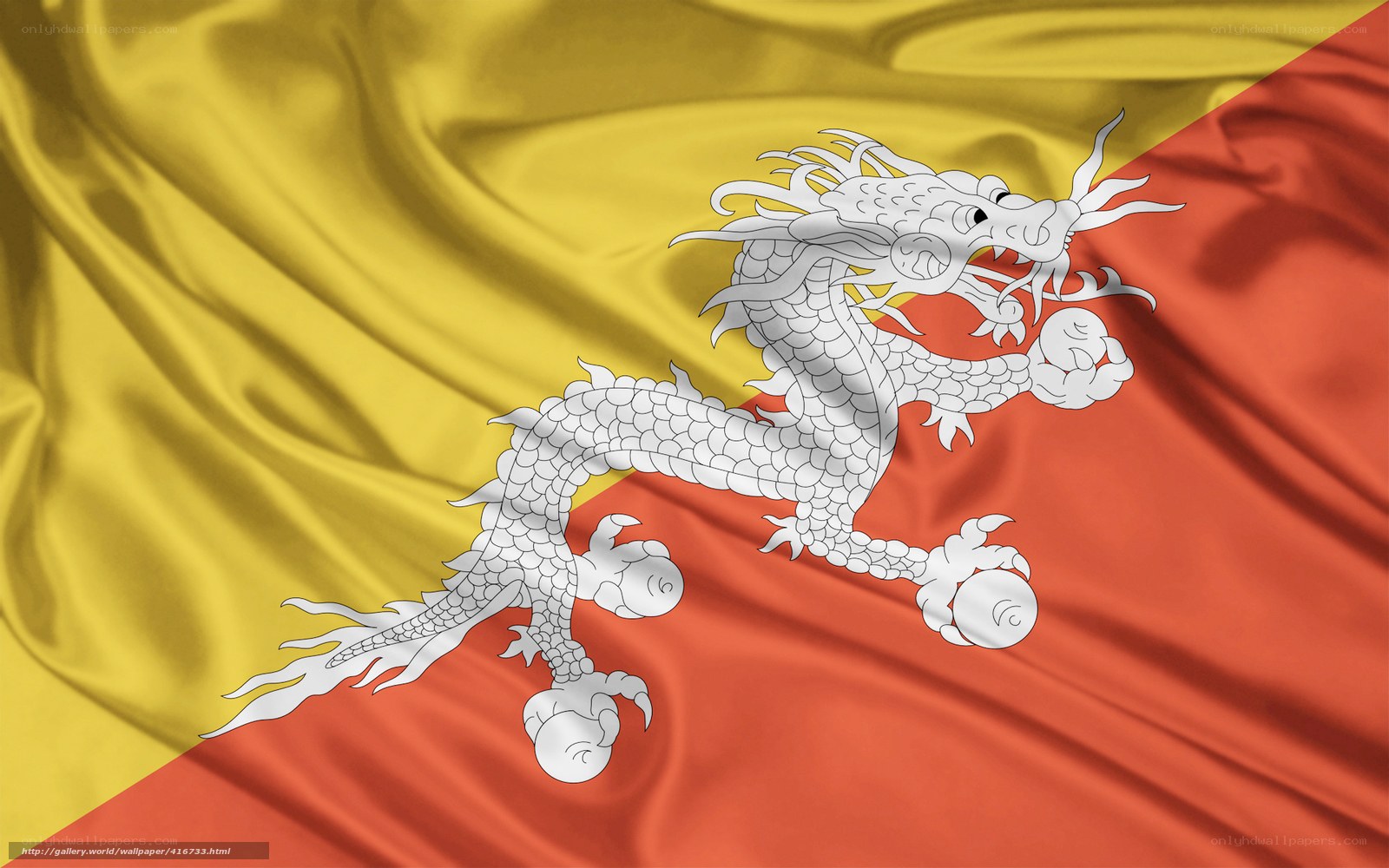 Bhutan flag with dragon