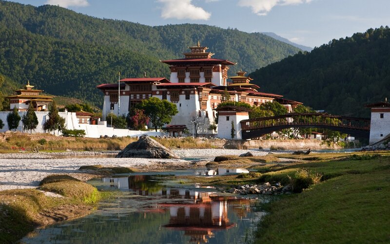 Bhutanese fortress by river