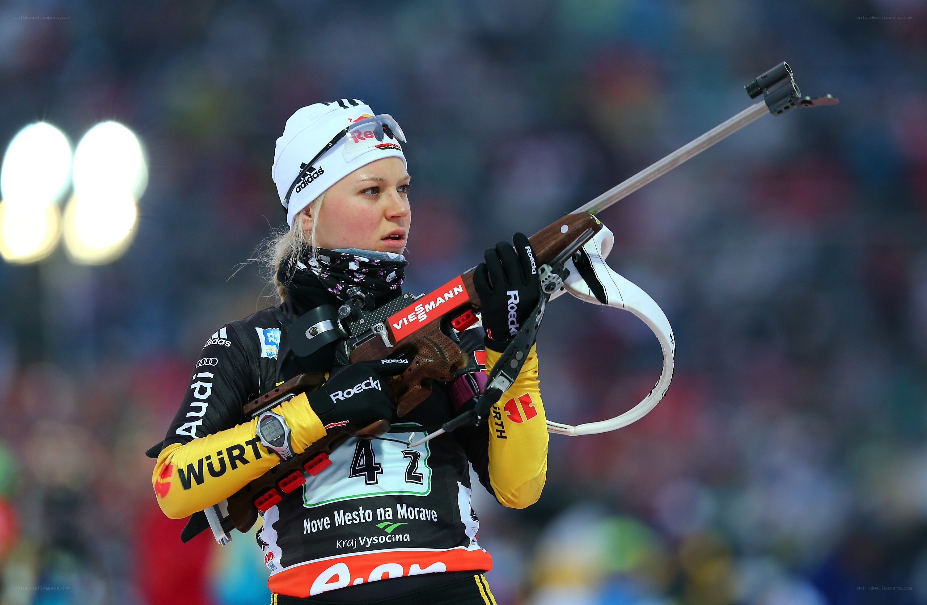 biathlete holding rifle