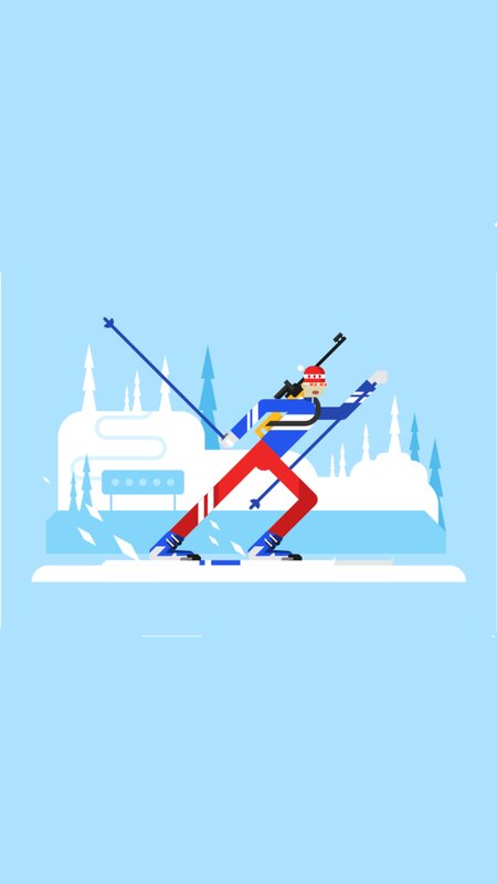 Biathlete in Action — Blue