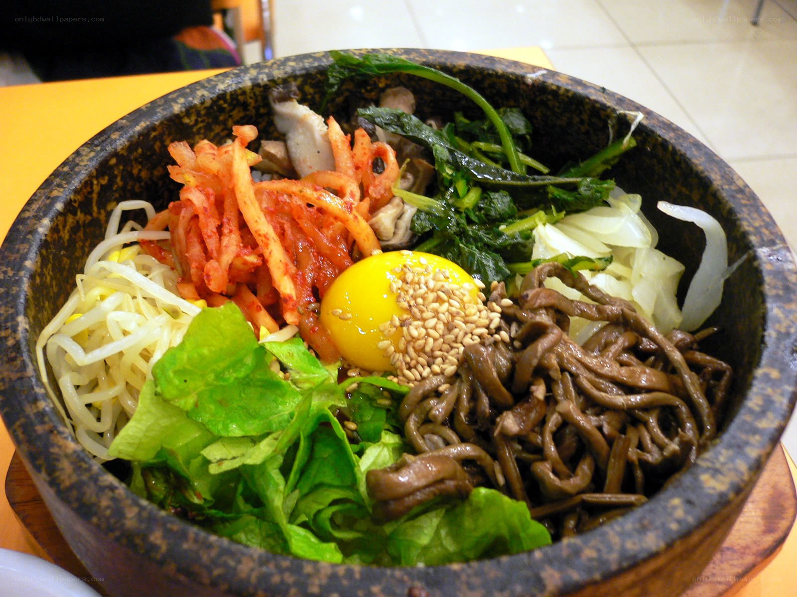 Bibimbap in a stone bowl