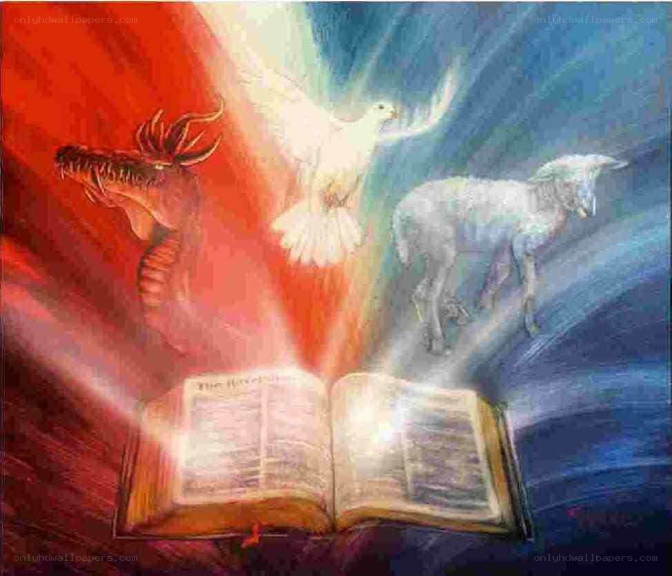 Bible with symbolic creatures