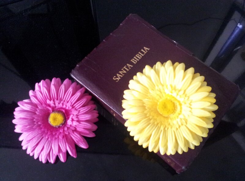 Bible with Two Flowers