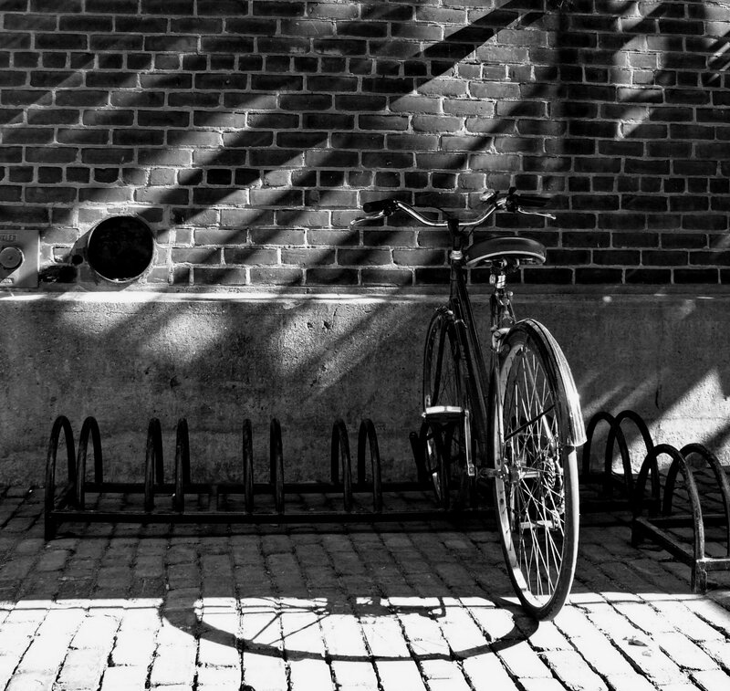 Bicycle Against Brick Wall — Black