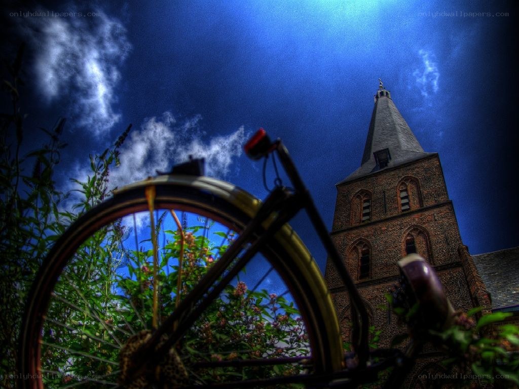 Bicycle and church tower