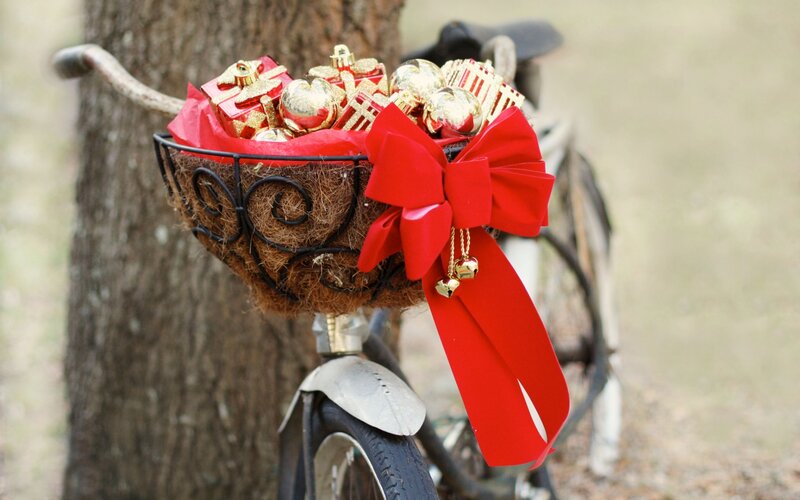 Bicycle Basket with Ornaments