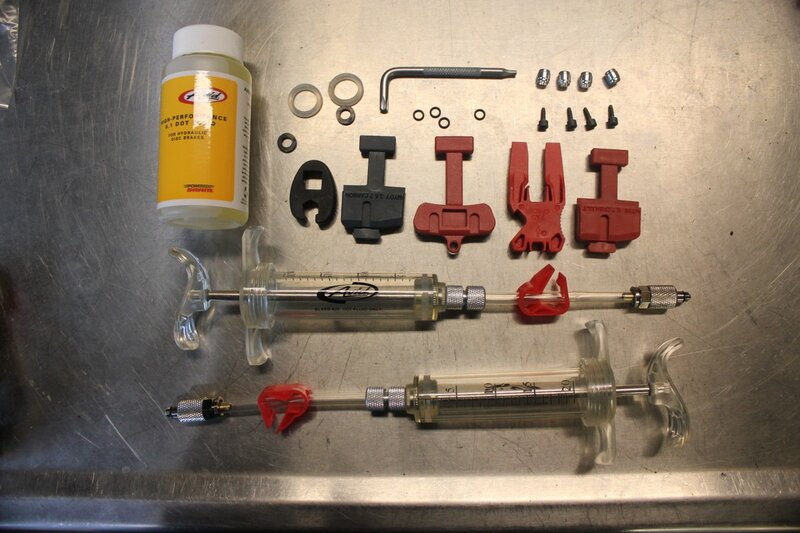 Bicycle brake bleed kit components