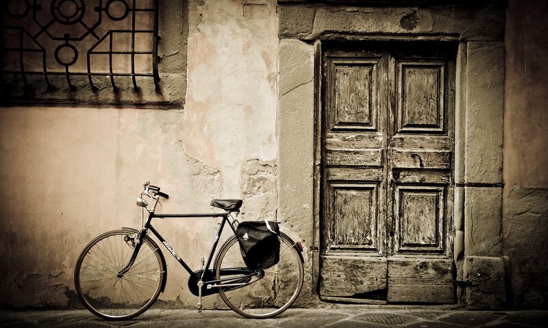 Bicycle by old door
