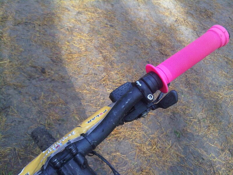 bicycle handle with pink grip